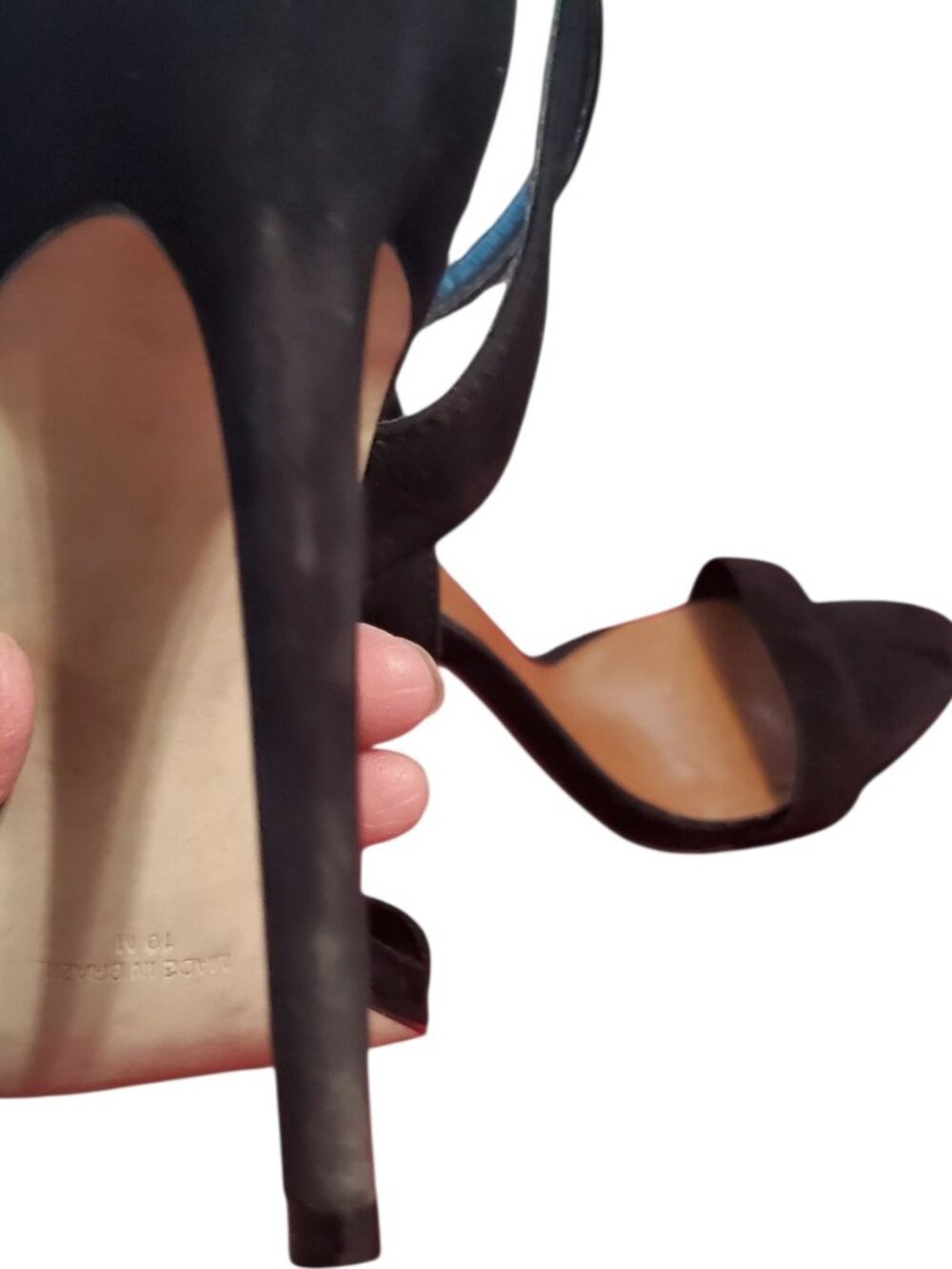 Steve Madden Ankle Strap Stiletto High Heel Suede Sandals Black Size 10M - Picture 2 of 12